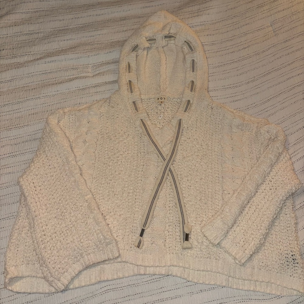 POL Cream Knit Hoodie Sweater